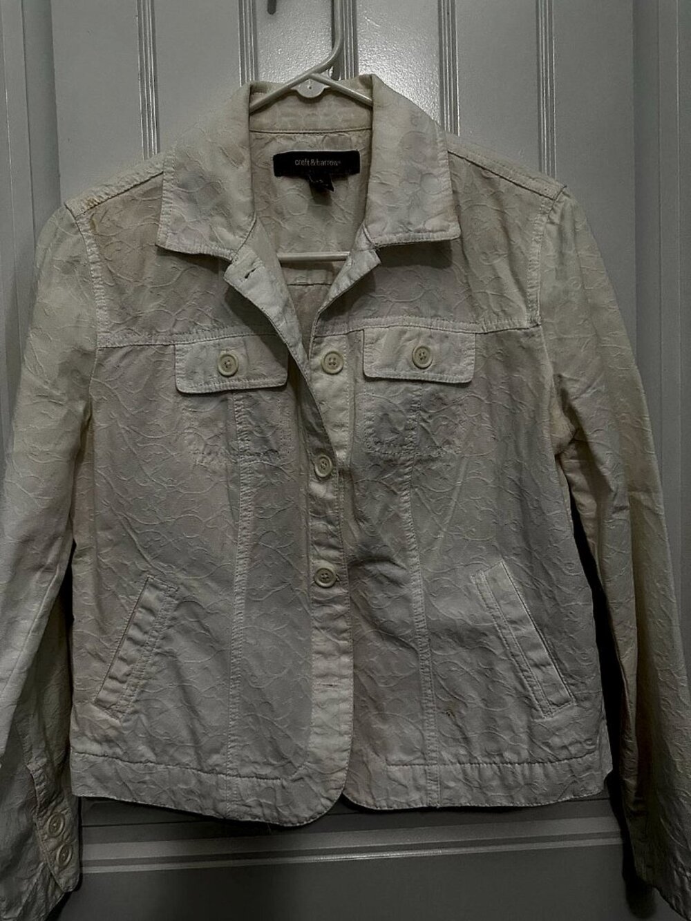 Croft & Barrow Women's White Textured Cotton Jacket, Size Small